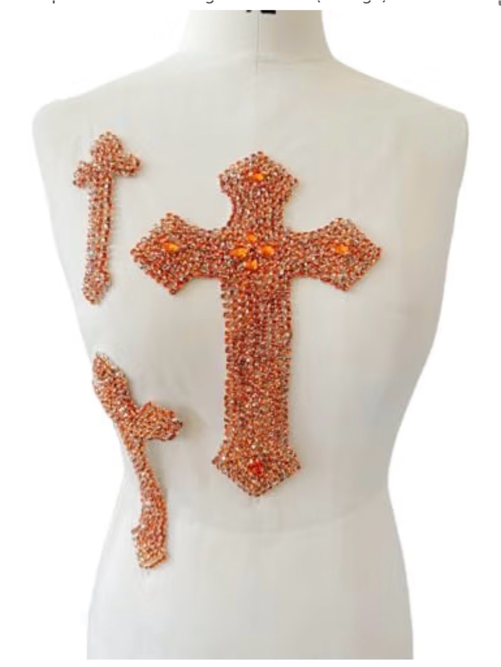 3PCS Pure Handsewing Rhinestones Applique